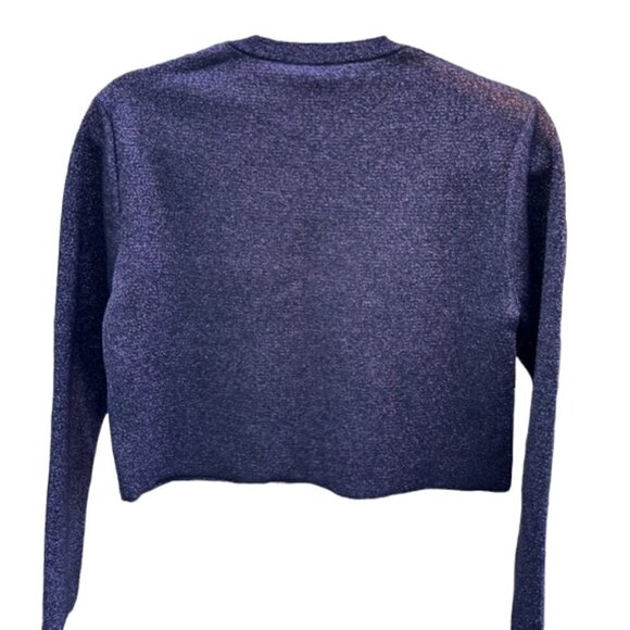 Zara Metallic Shimmer Purple Cropped Velvet Buttons Long Sleeve Cardigan Small - Picture 11 of 16